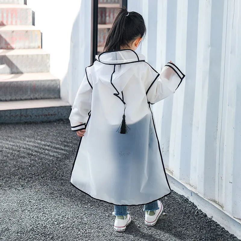 Capa de chuva infantil com porta mochila escolar