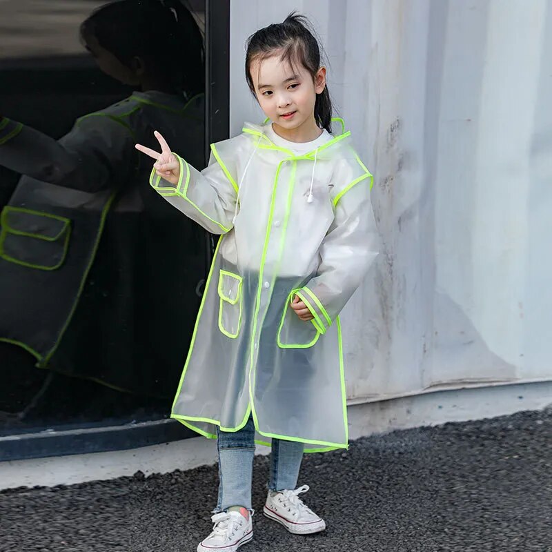 Capa de chuva infantil com porta mochila escolar