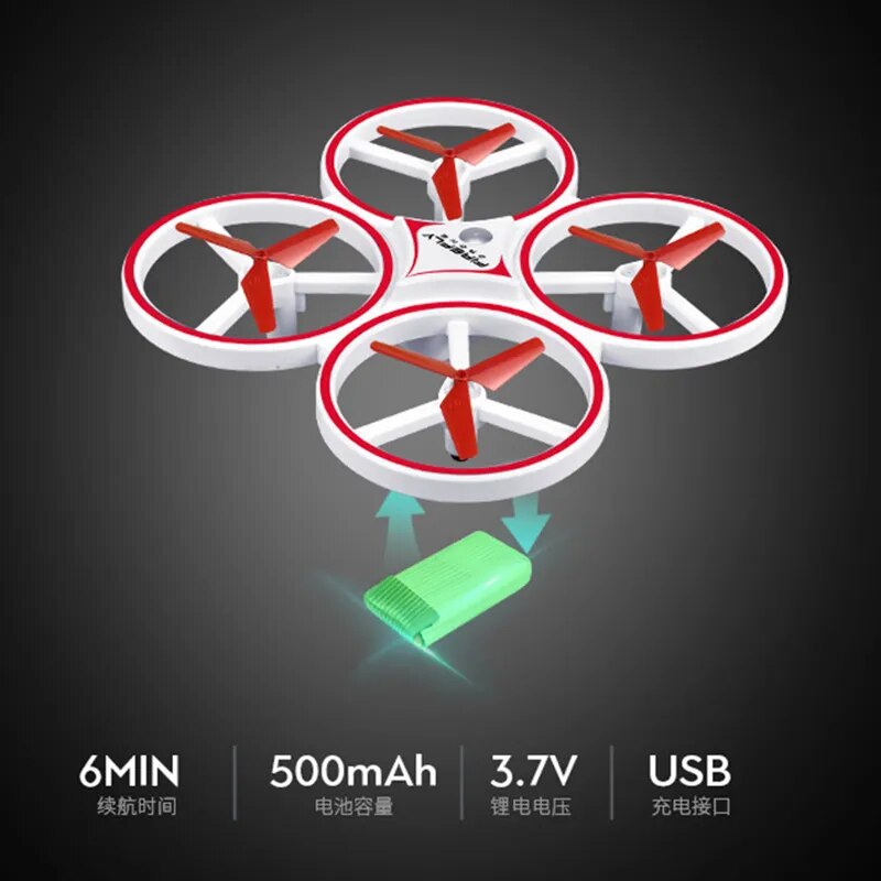 UFO RC Mini Quadcopter Induction Drone Smart Watch Remote Sensing Gesture Aircraft Hand Control Drone  Altitude Hold  Kids